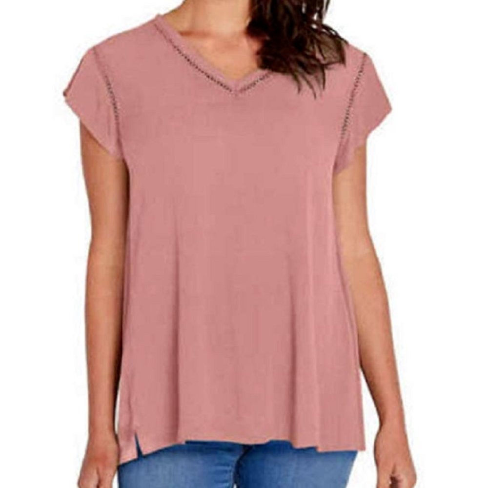 Buffalo Ladies' lightweight V-Neck Top Blush 2XL